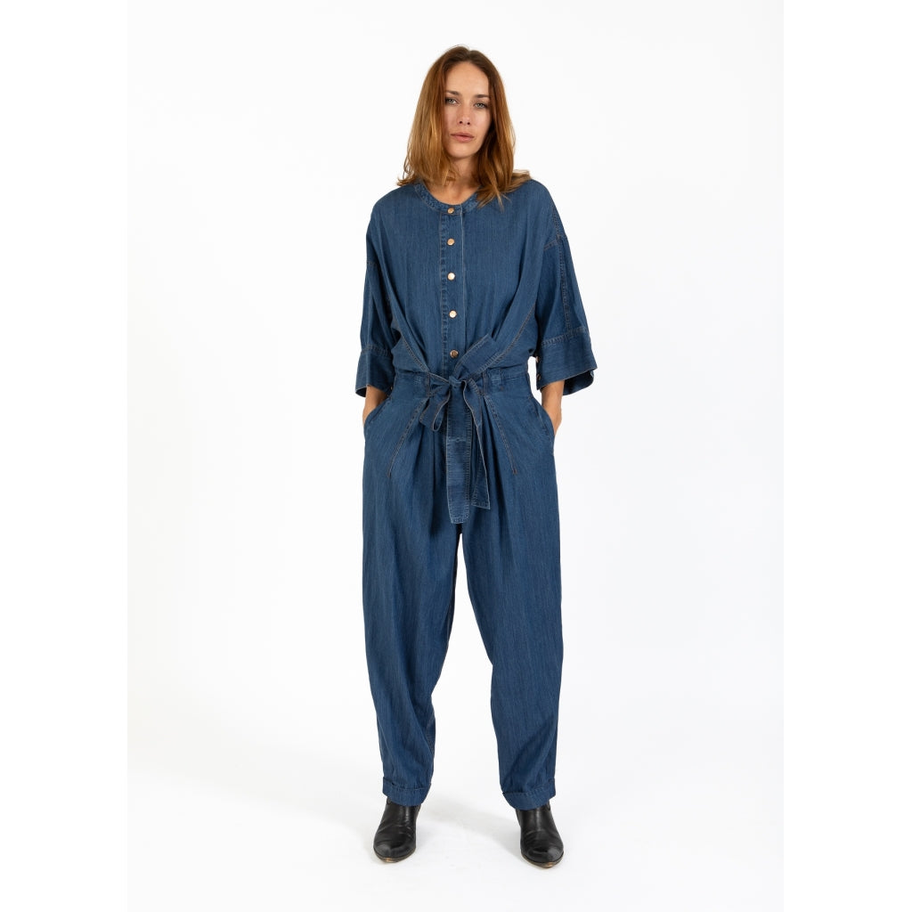 Coster Denim Jumpsuit Button Front