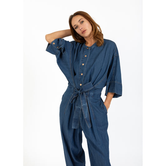 Coster Denim Jumpsuit Button Front