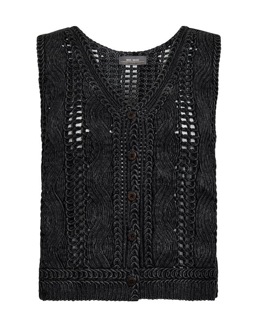 Mos Mosh Albanju Black Lace Knit Vest