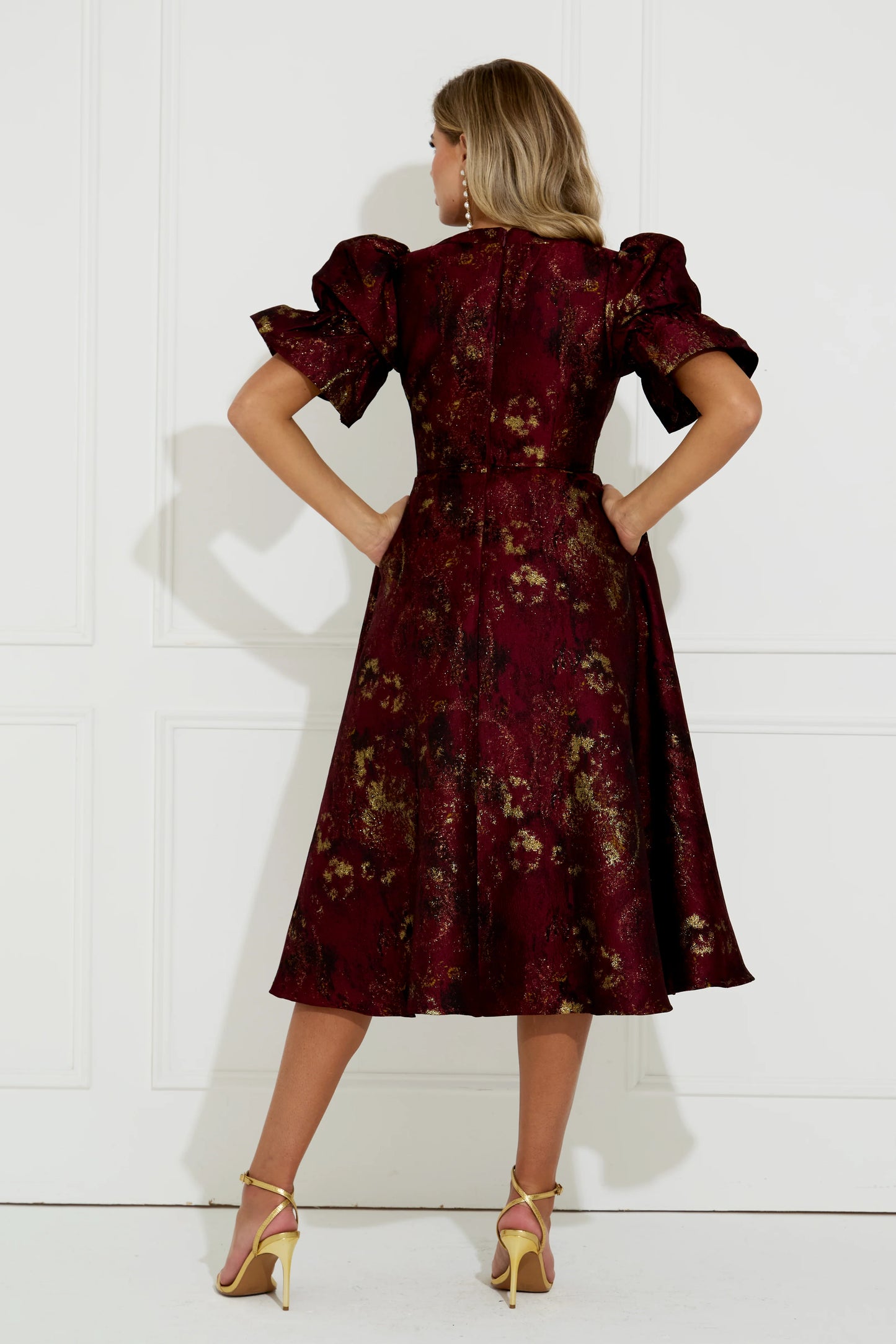 The 8th Sign Callie OxBlood Metallic Skater Dress