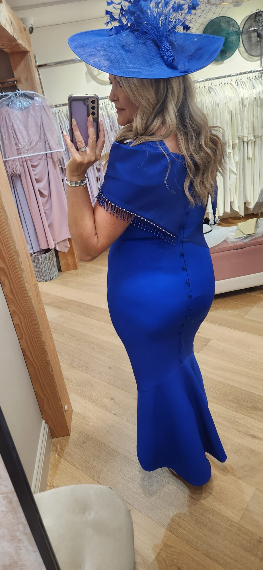 Anoola D443SPEC Cobalt Pearl Neckline Dress