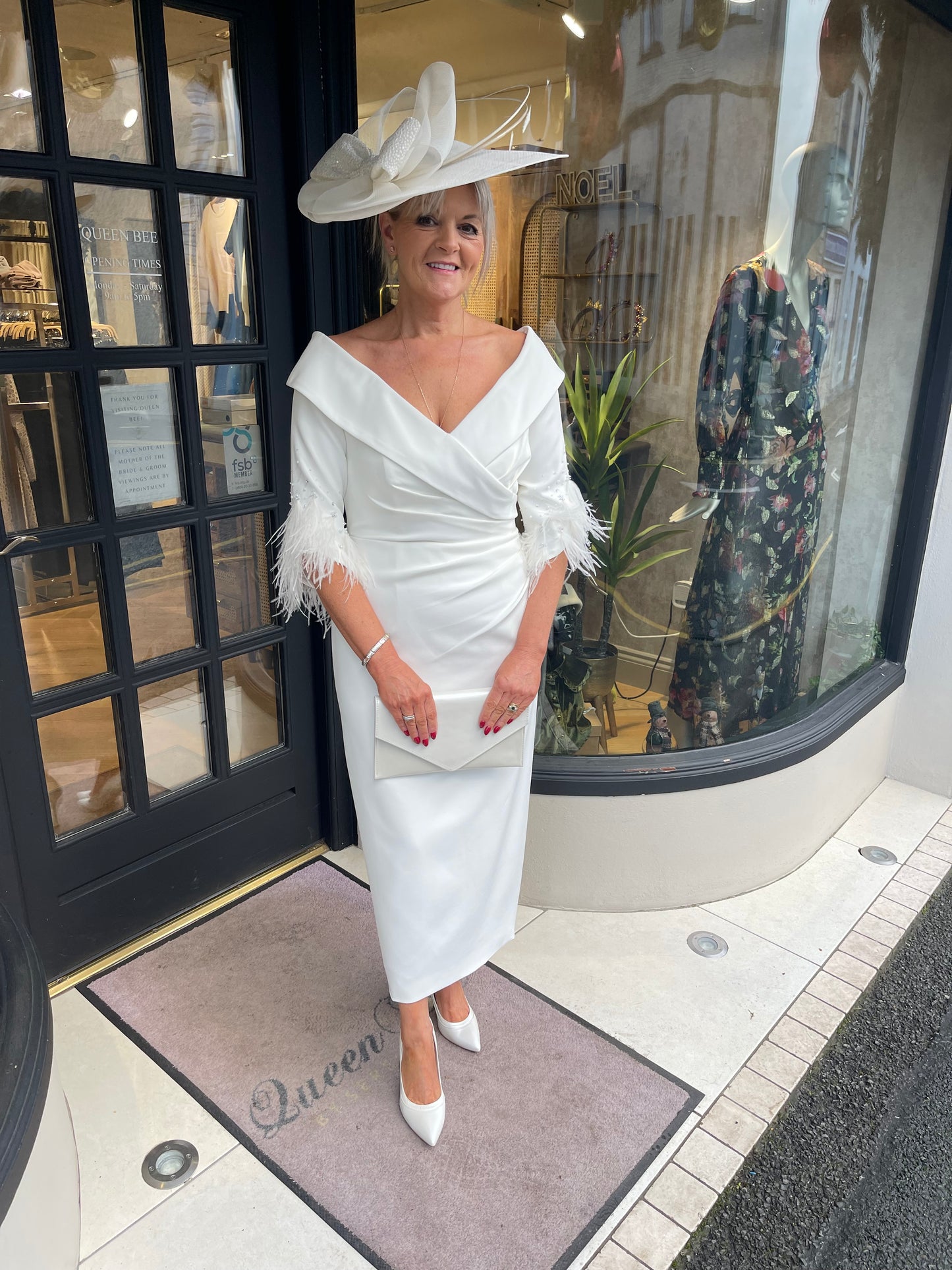 John Charles 29247 Ivory Feather Dress