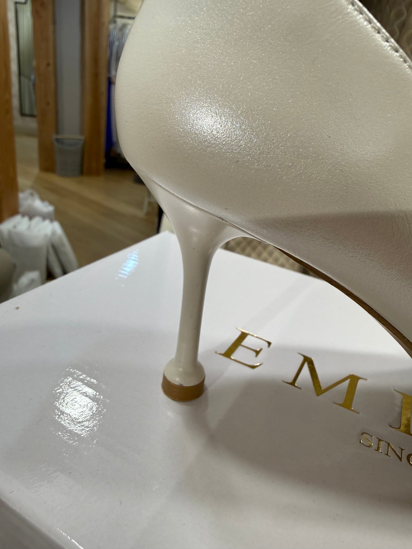 Emis Ivory Front Bow Shoe Low Heel