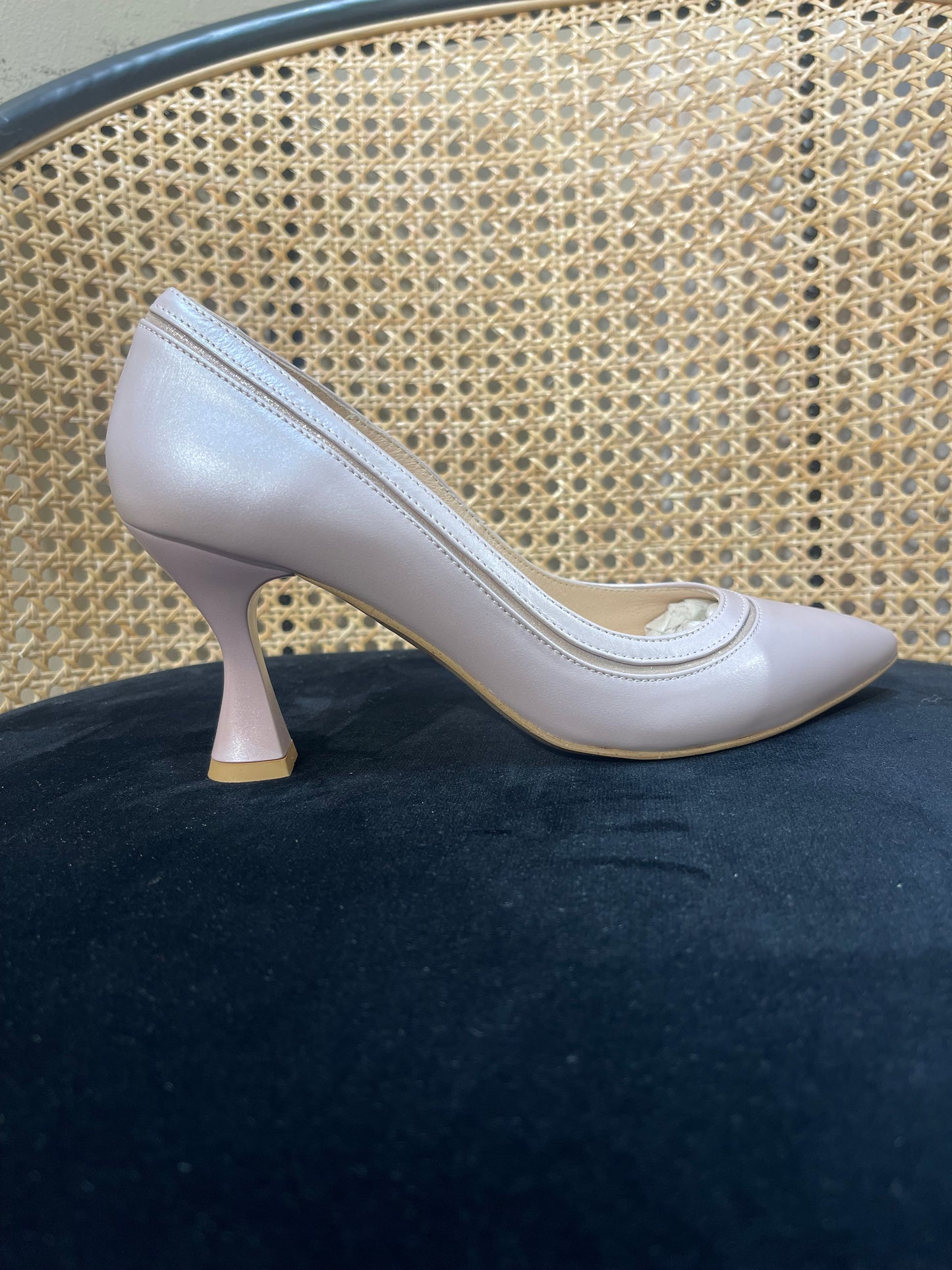 Emis Pink Shimmer Trim Low Heel