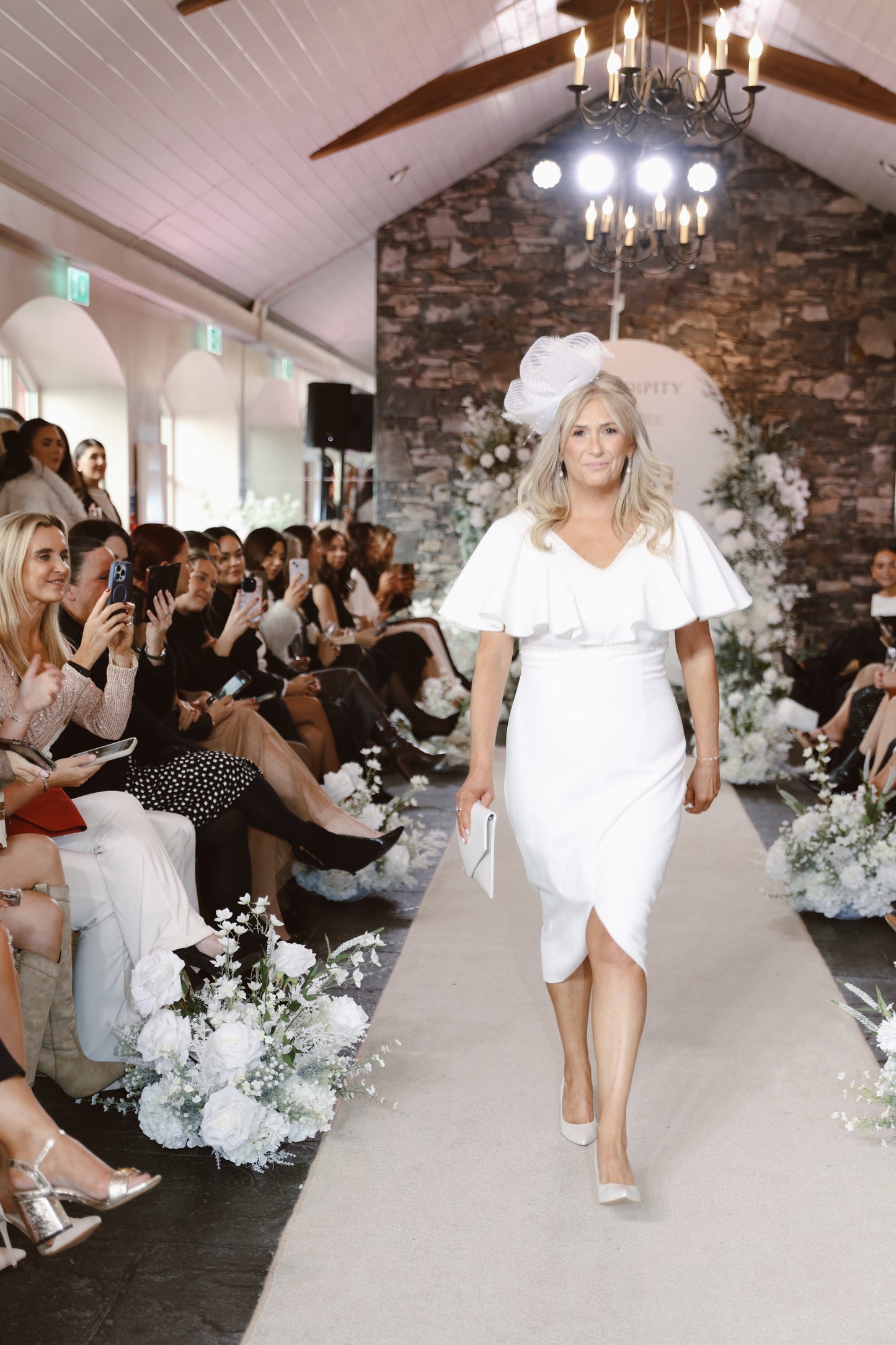 Anoola D425 Ivory & Pearl Detail Dress