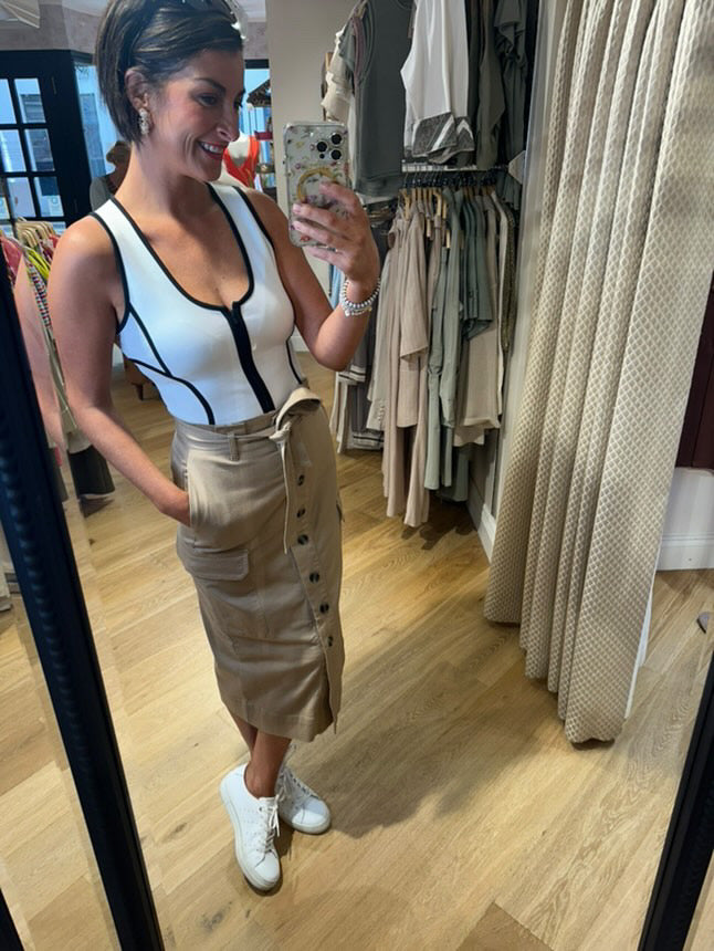 Garcia Tan Button Down Skirt
