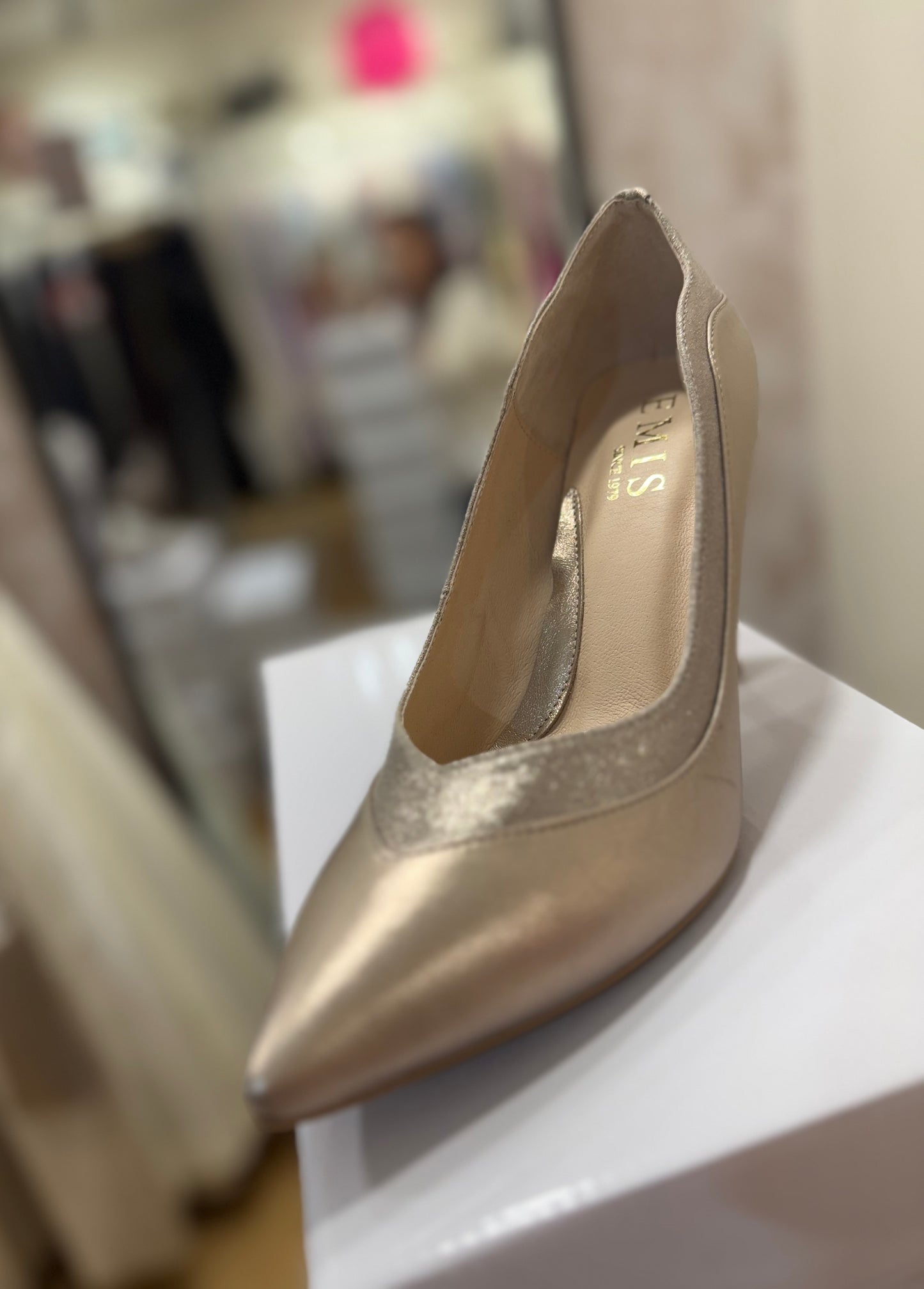 Emis Champagne Cuban Heel Shoe