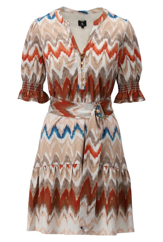 K Design Dress A122 Belt Dress V Neck