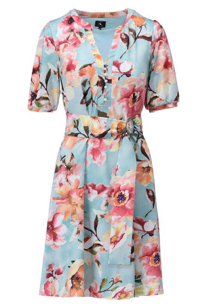 K Design Floral Dress A202 Button Detail Top