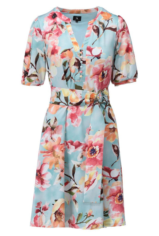 K Design Floral Dress A202 Button Detail Top