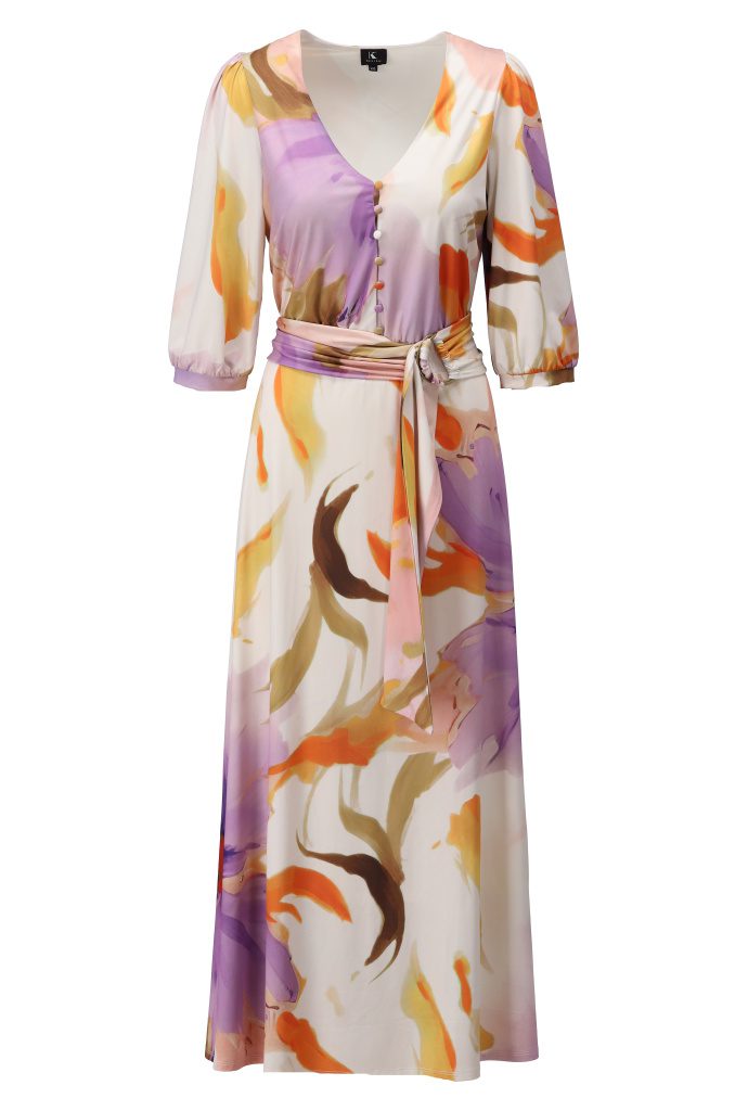 K Design A324 Orange Print Dress