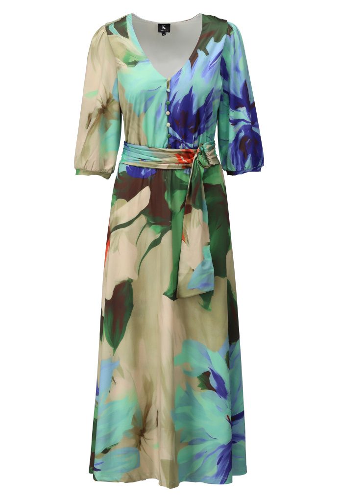K Design A324 Green Print Dress