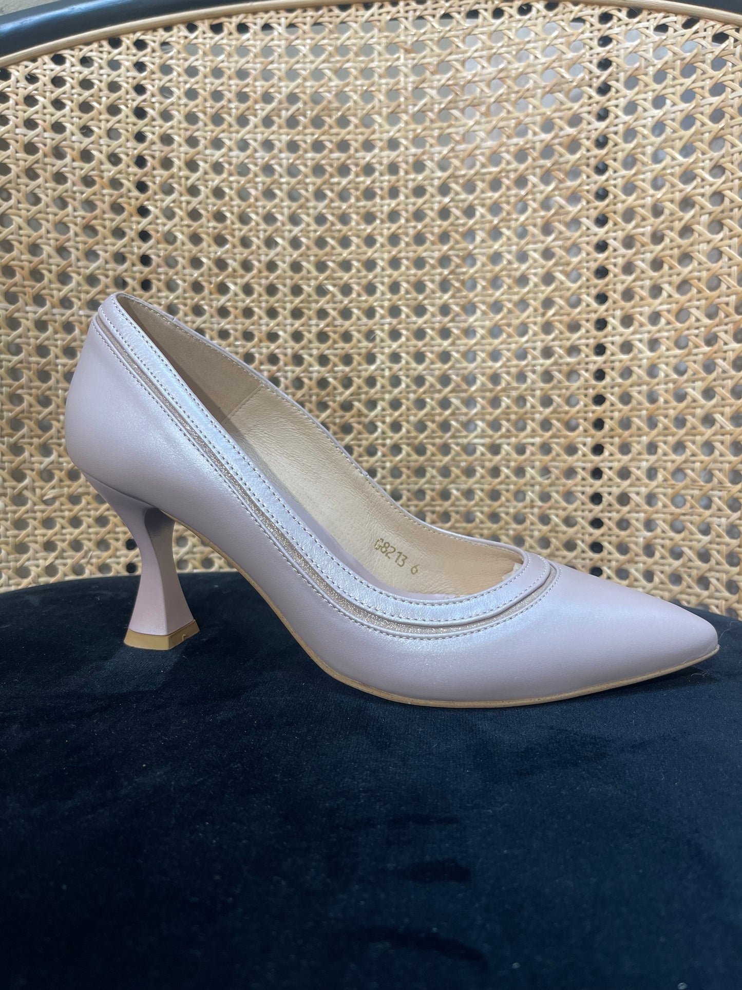 Emis Pink Shimmer Trim Low Heel