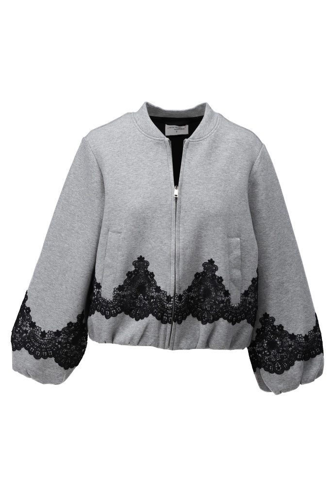 K Design D504L Grey & Black Lace Bomber