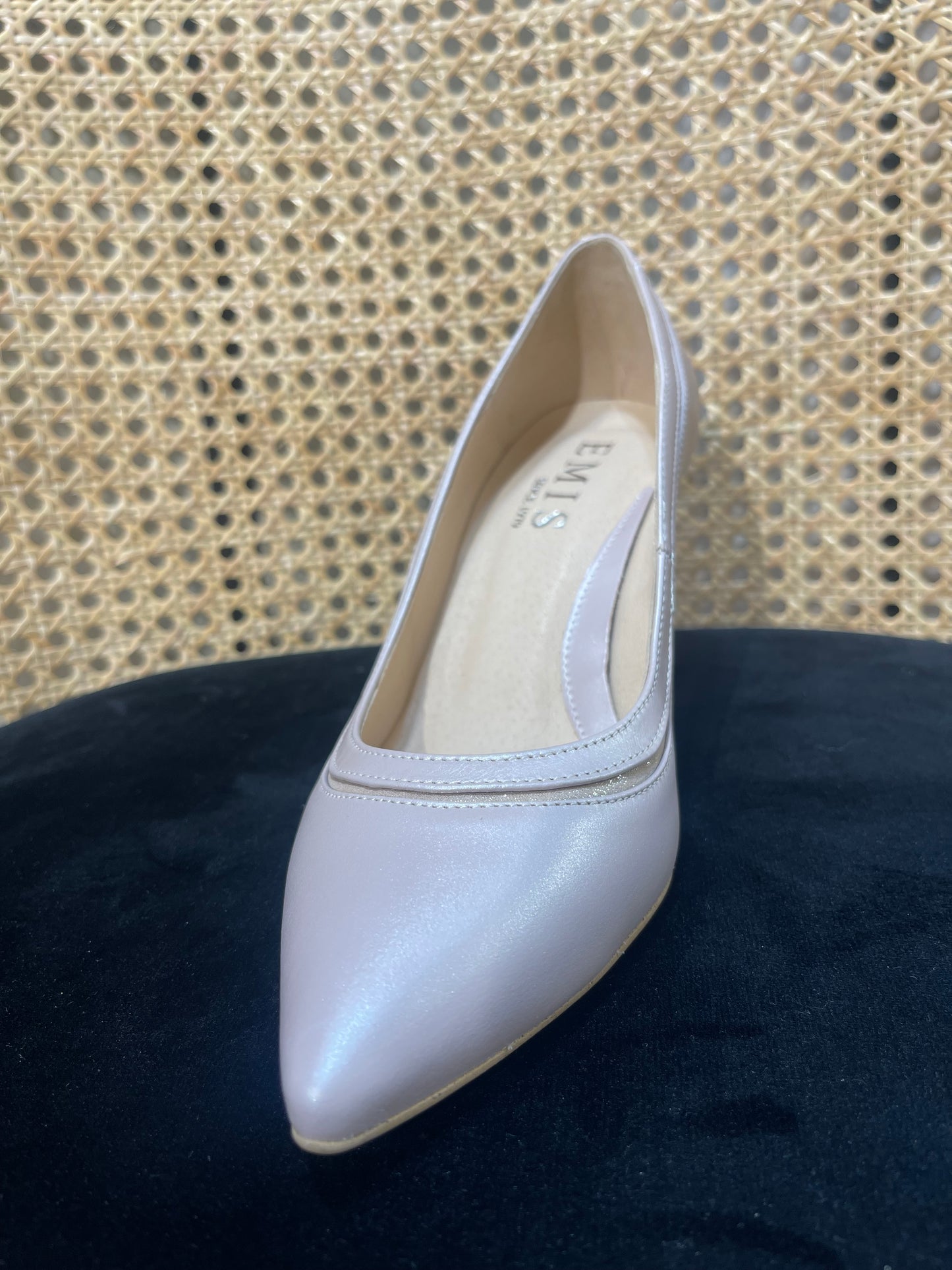 Emis Pink Shimmer Trim Low Heel