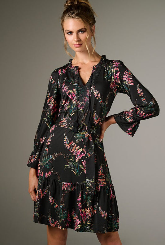 K Design B323 Black Floral Print Dress