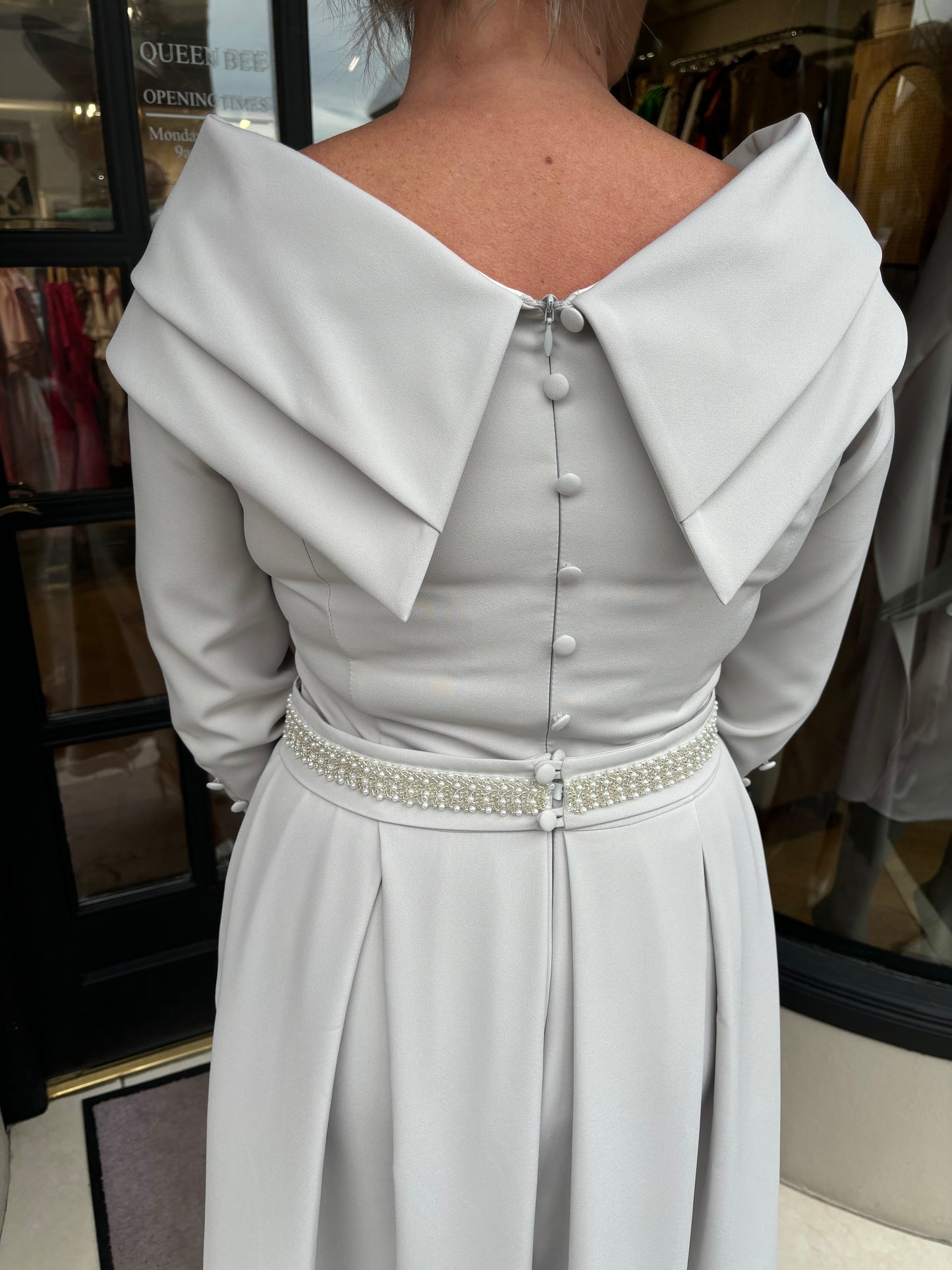 Anoola D391 Silver Pearl Waist Dress