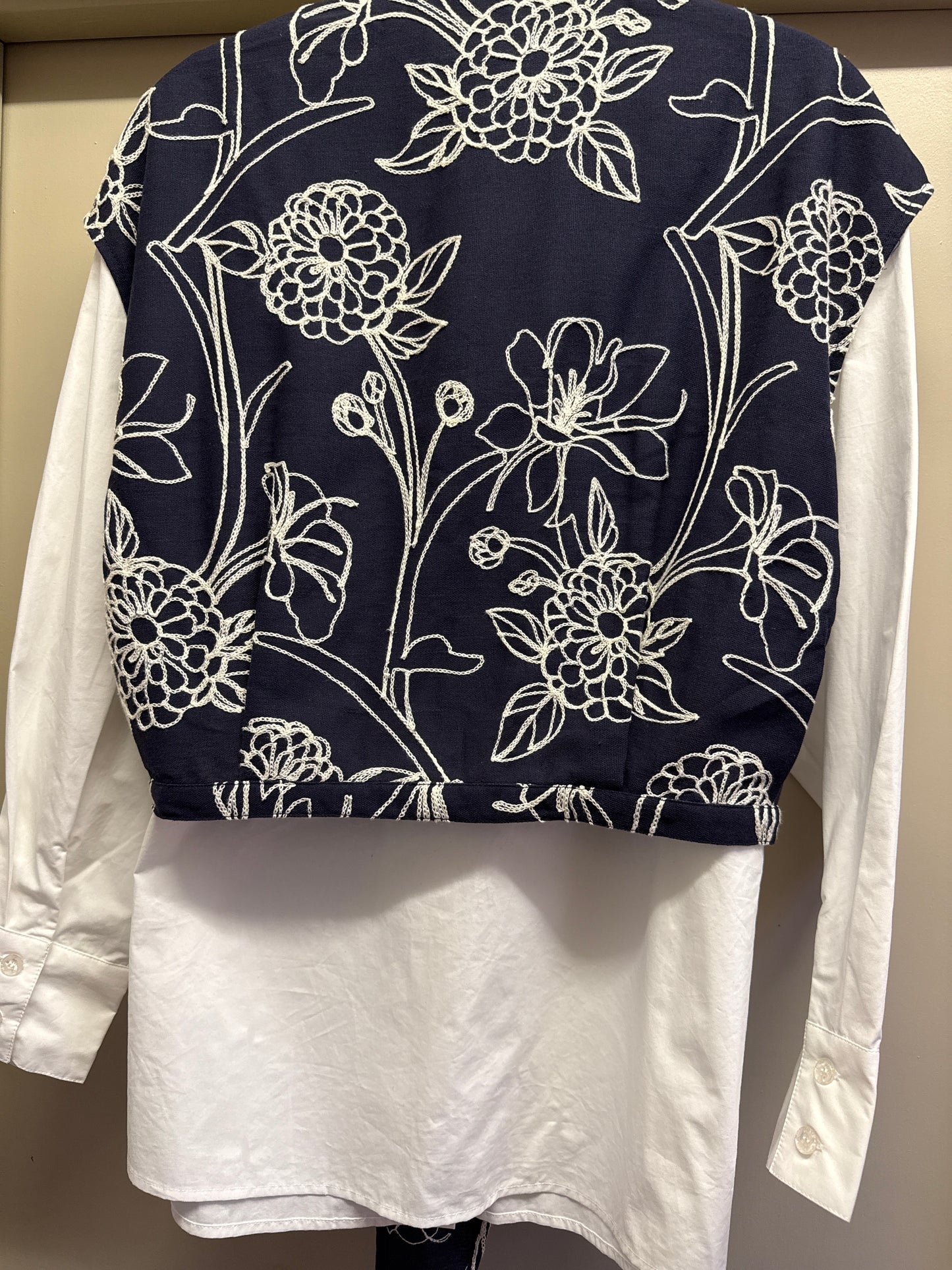 Jovonna London Nuria White Navy Tie Blouse