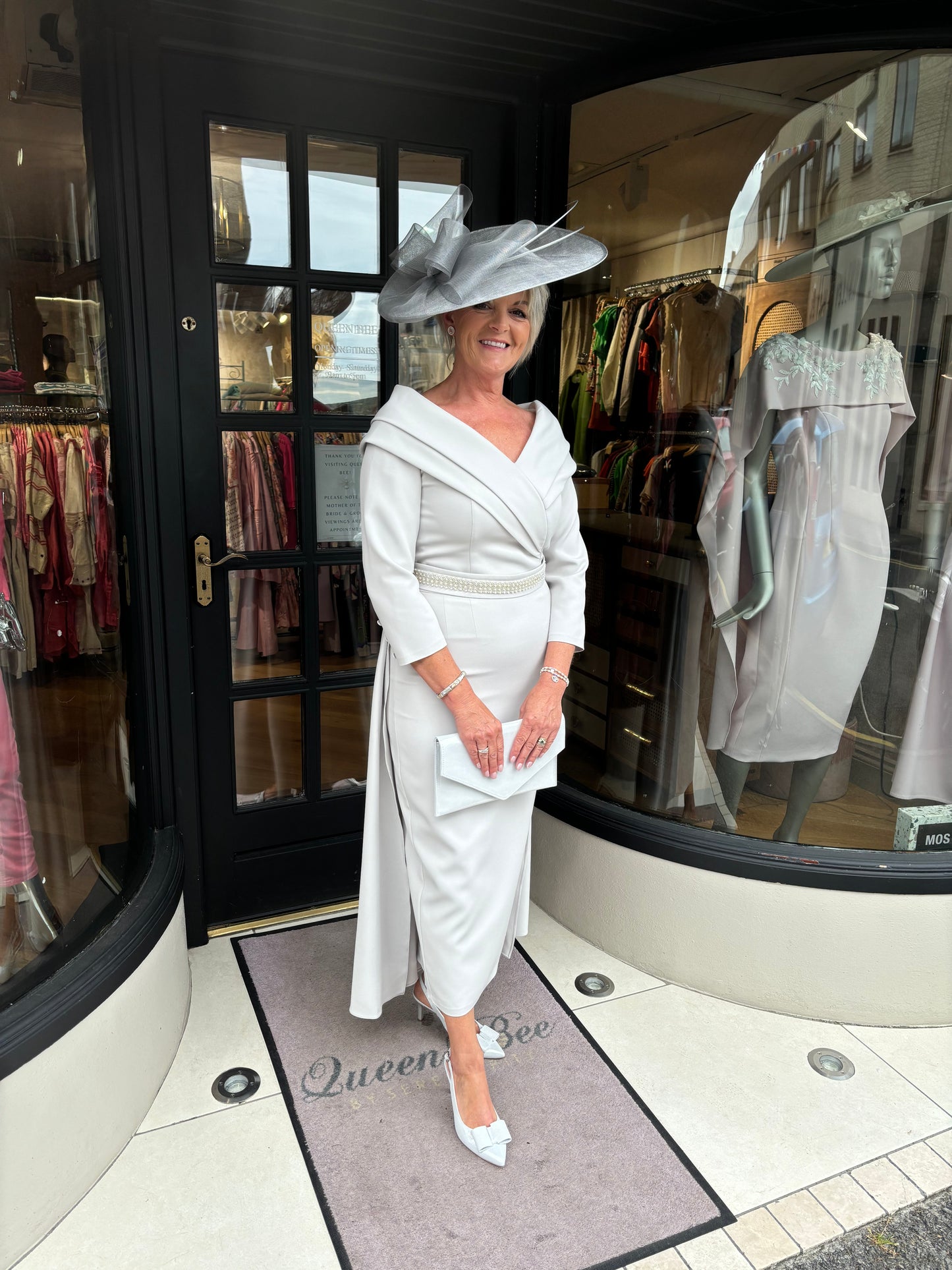 Anoola D391 Silver Pearl Waist Dress