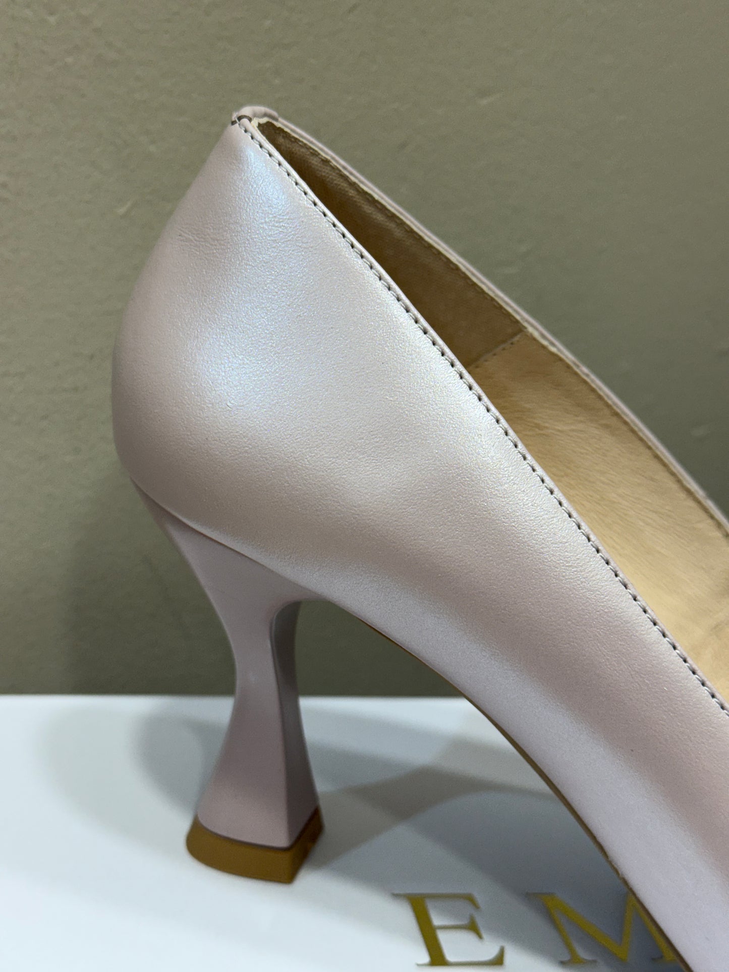 Emis Pink Nude Low Heel Front Bow Shoe