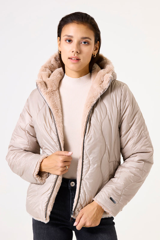 Garcia GJ500909 Taupe Teddy Reversible Jacket