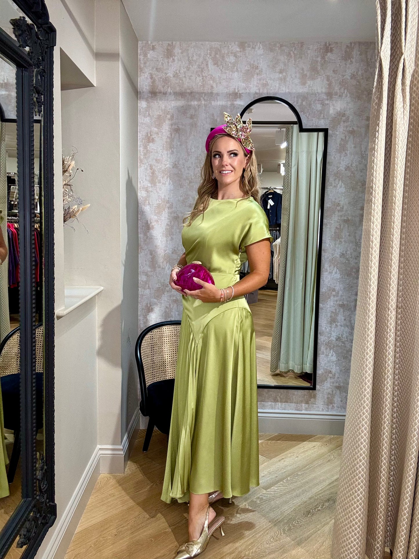 Maisonel Pistachio Satin Dress - ME3019