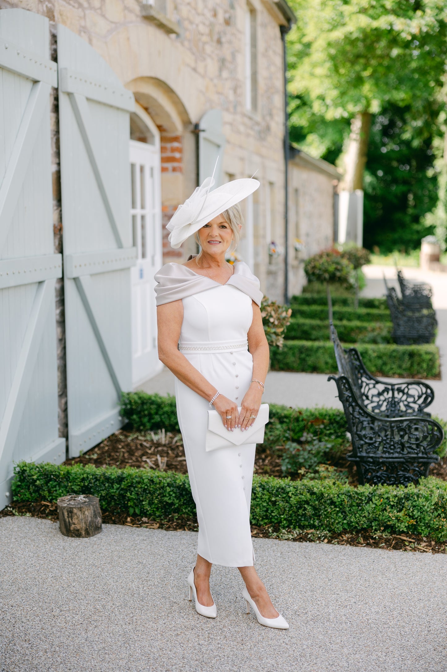 Anoola D438 Ivory & Sand Satin Dress