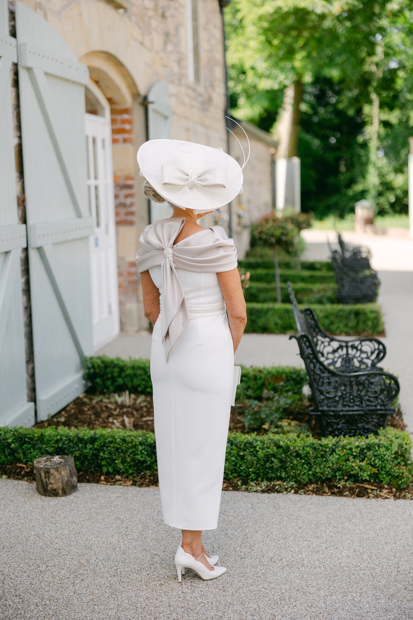 Anoola D438 Ivory & Sand Satin Dress