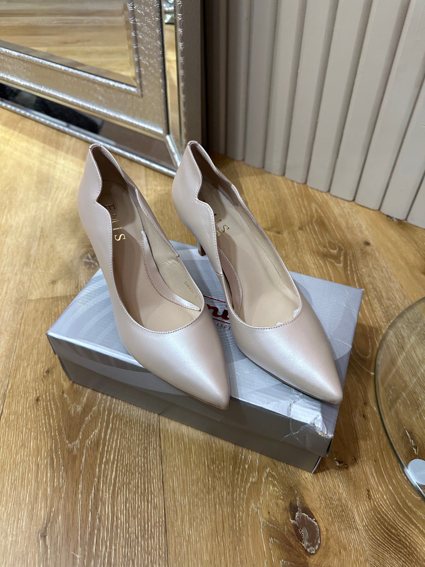 Emis Nude Medium Heel Court Shoe