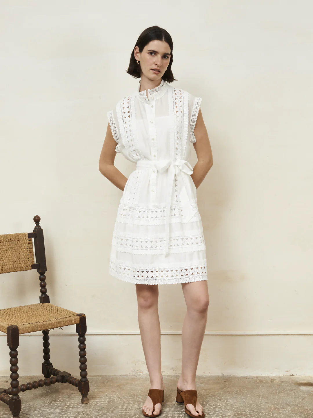 Jovonna Nuage White Lace Dress