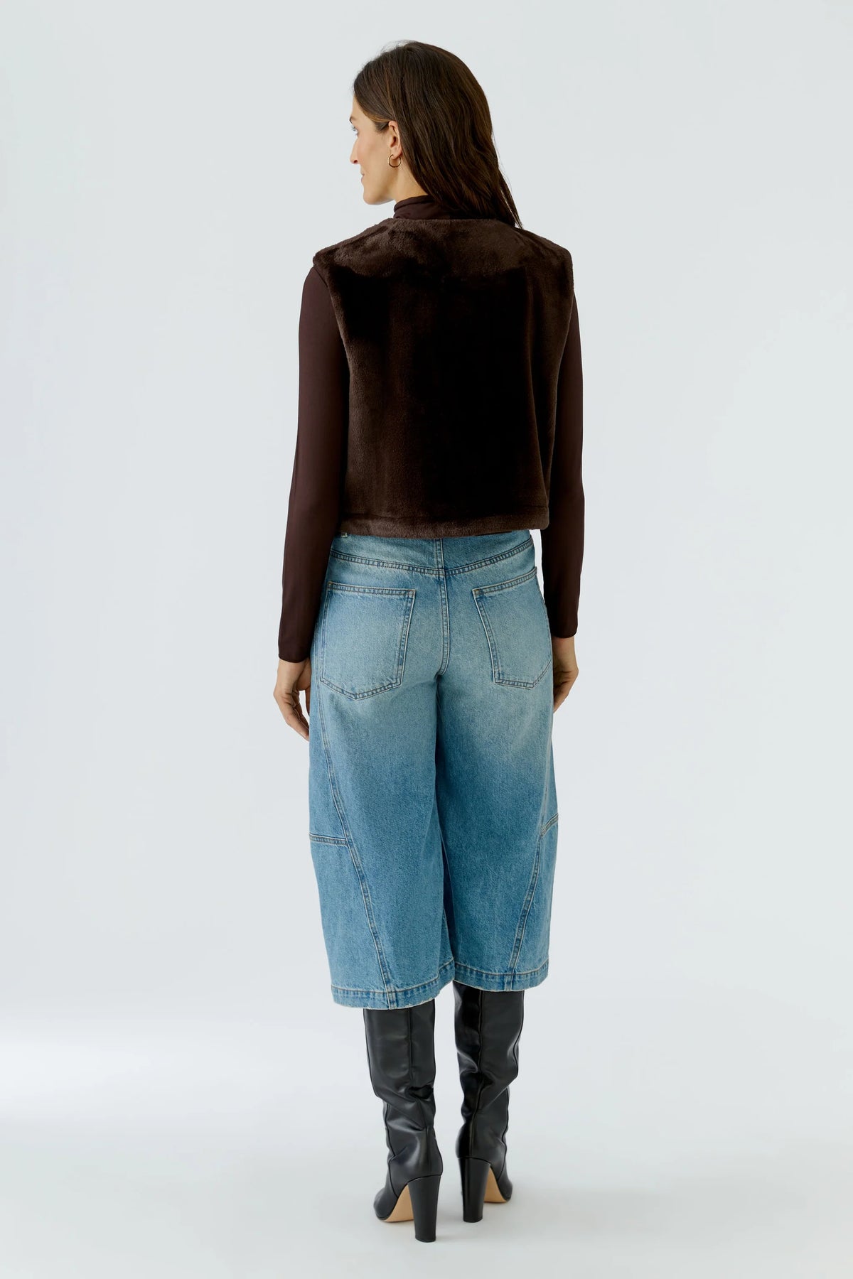 Oui 0100019 Chocolate Faux Fur Vest