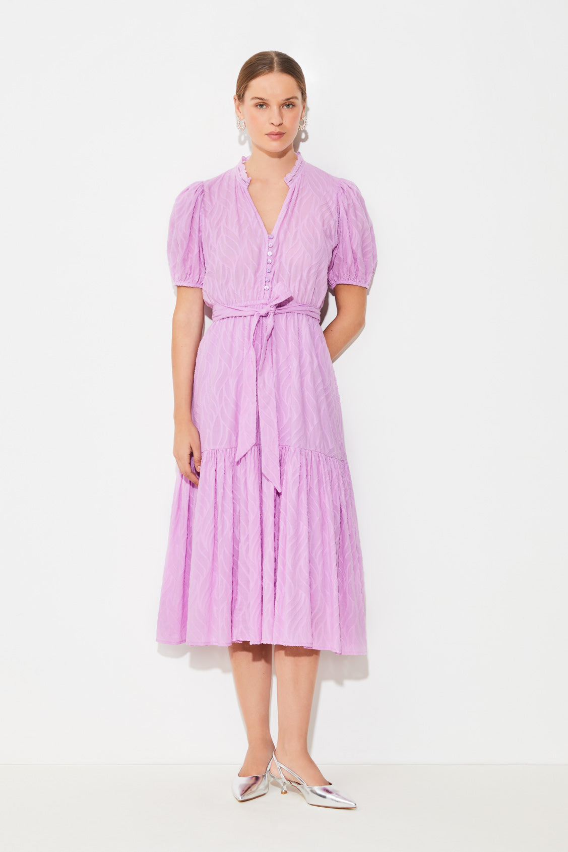 Suncoo Carla Mauve Midi Dress