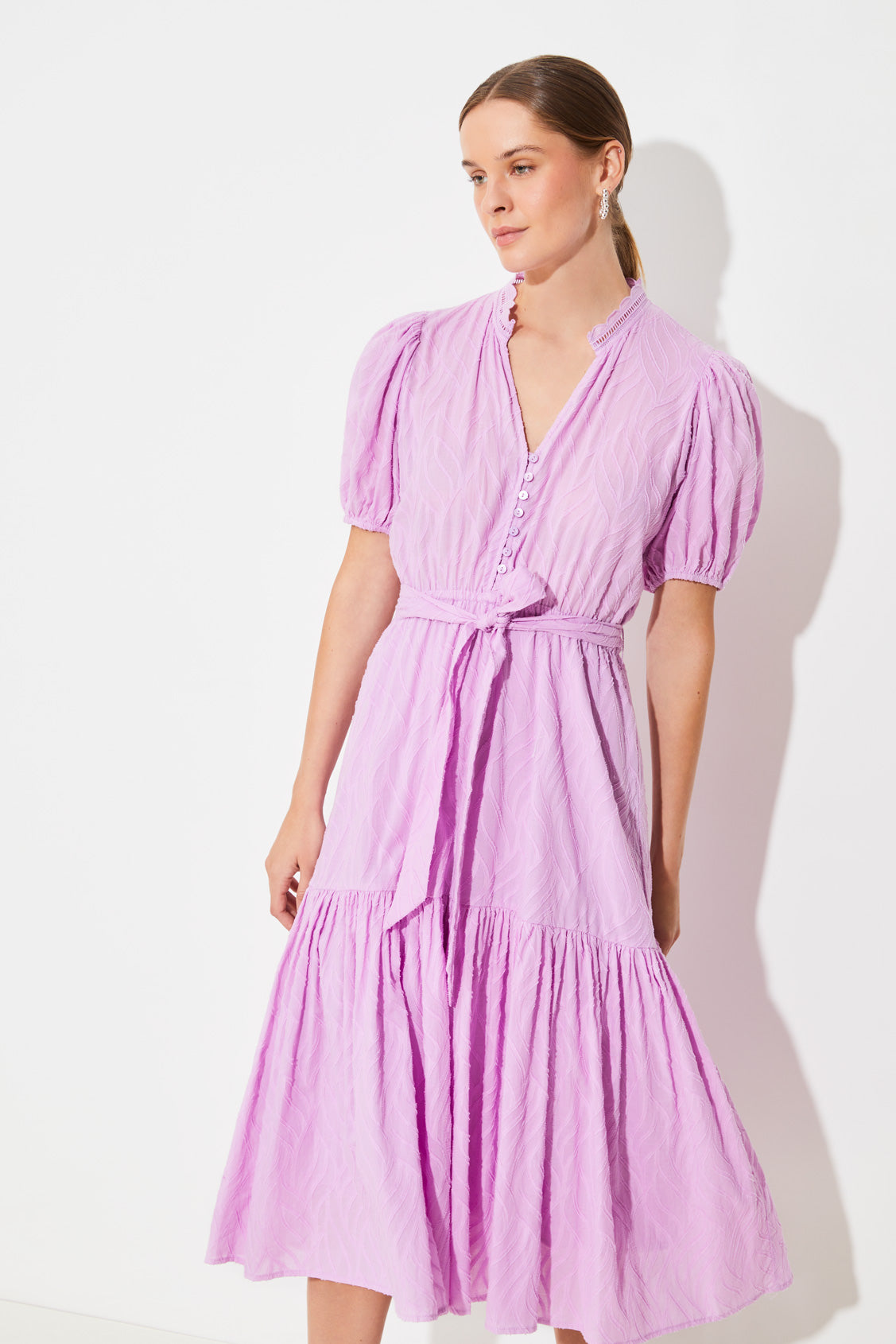 Suncoo Carla Mauve Midi Dress