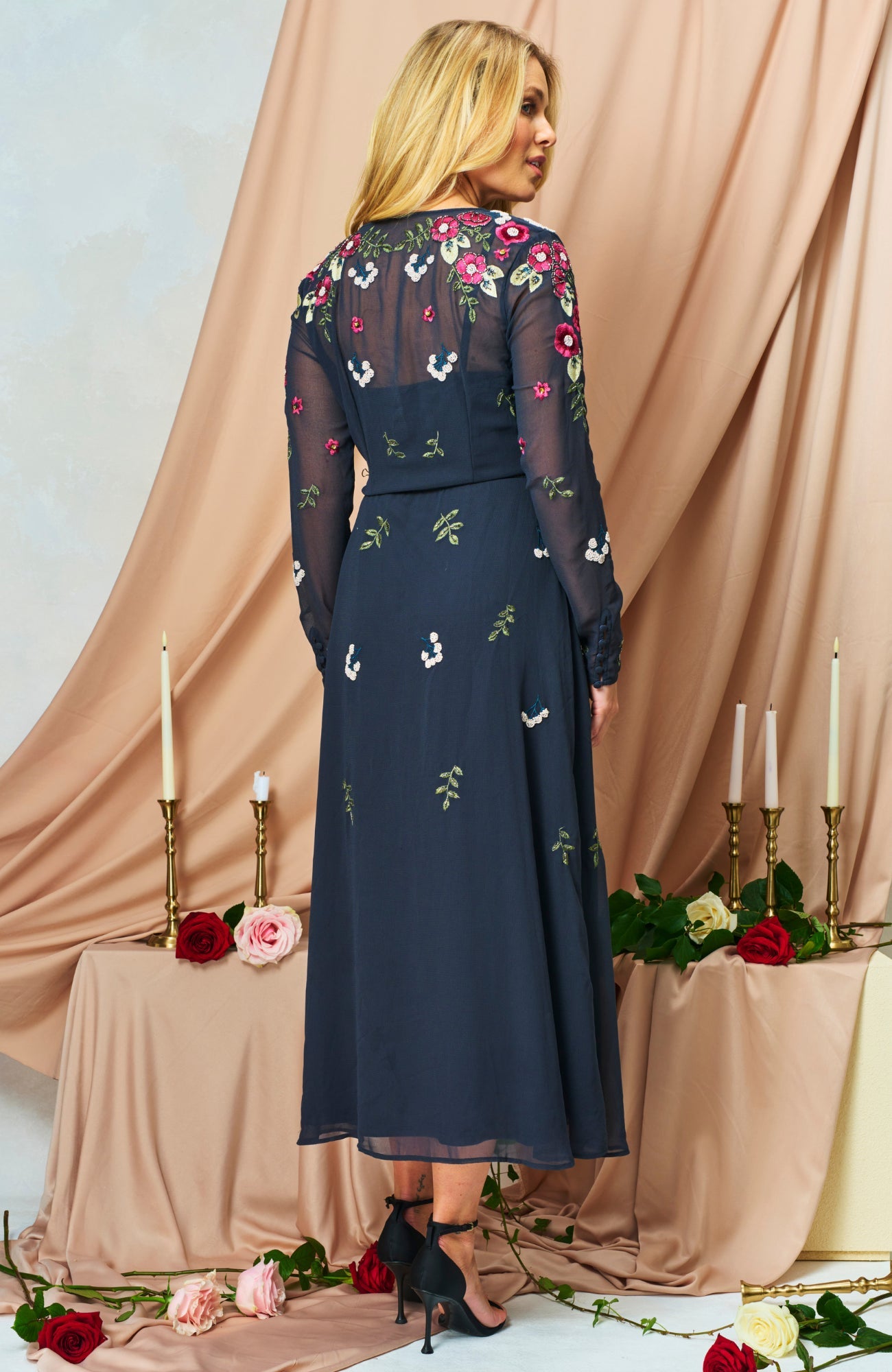 Hope and Ivy Rosette Maxi Dress