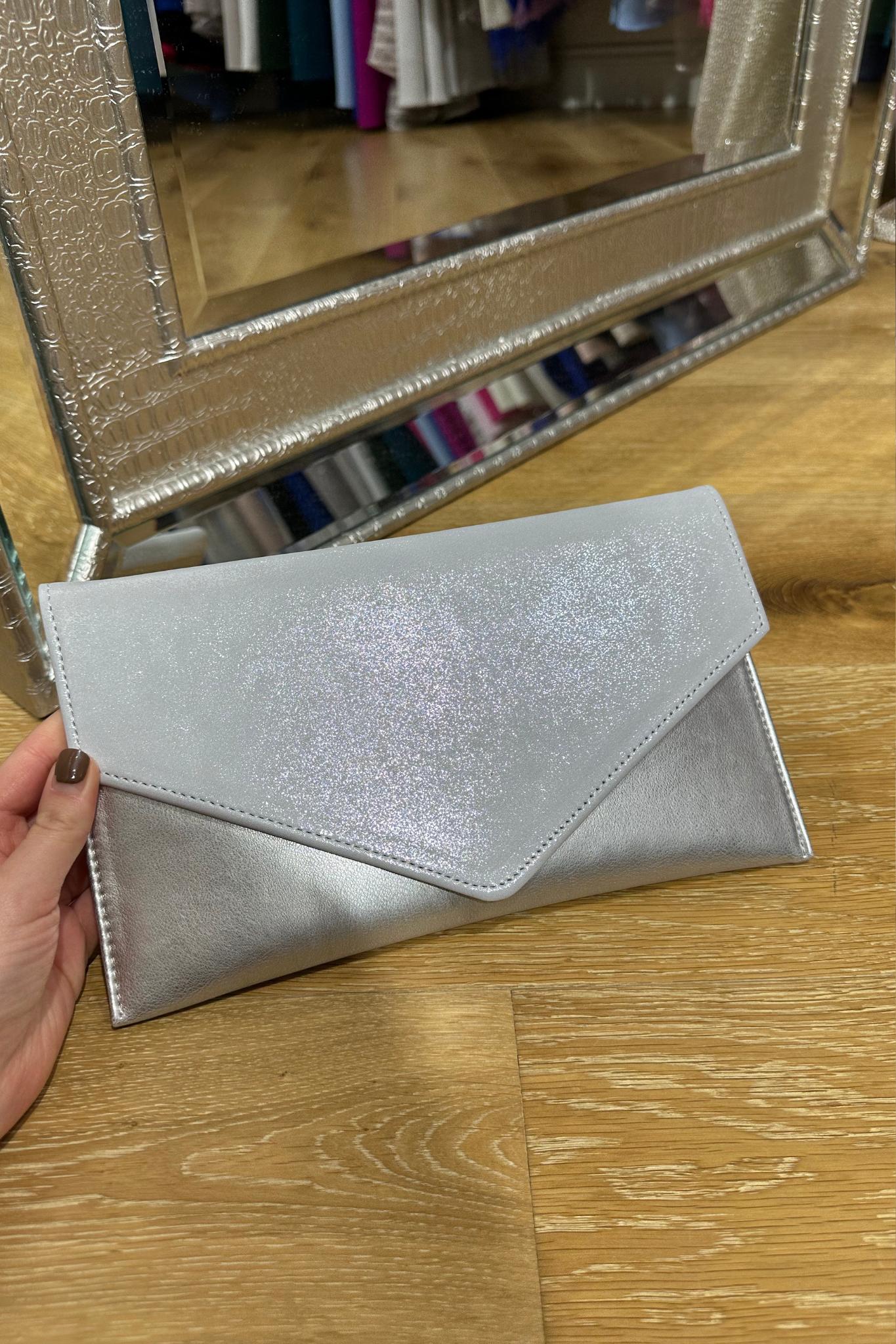 Emis Silver Envelope Bag