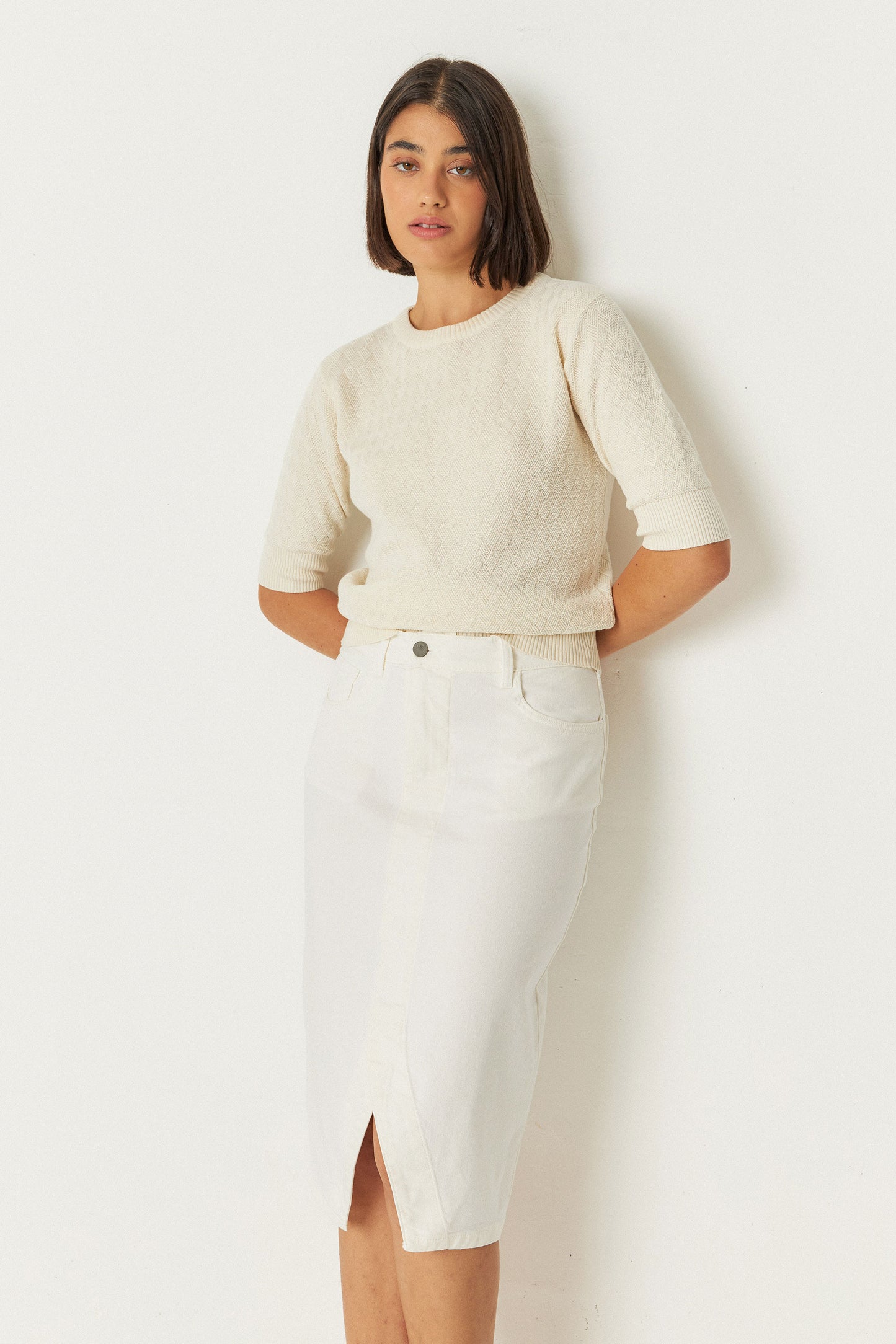 SKFK Off White Denim Skirt