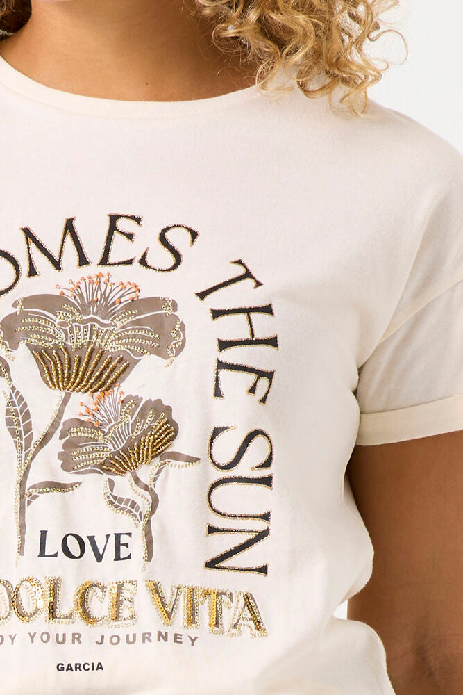 Garcia Beige Graphic Tee