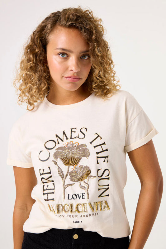 Garcia Beige Graphic Tee