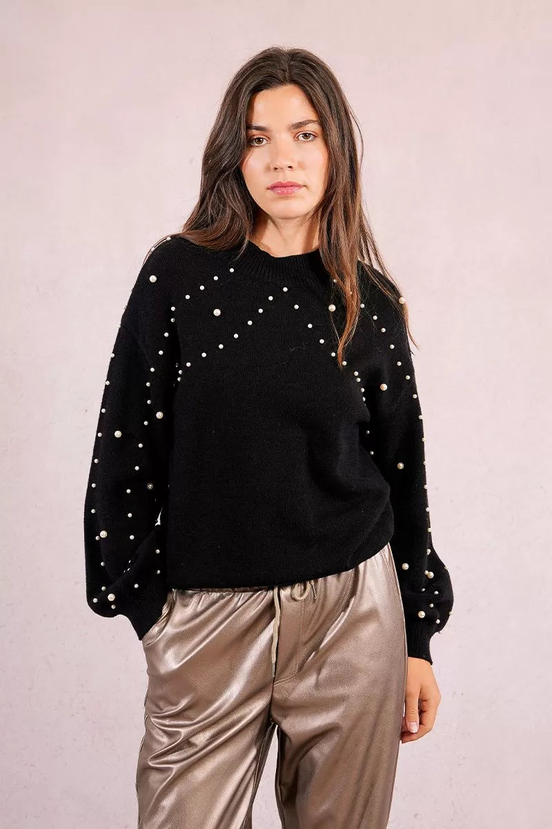 Molly Bracken LA1827DH Black Beaded Jumper