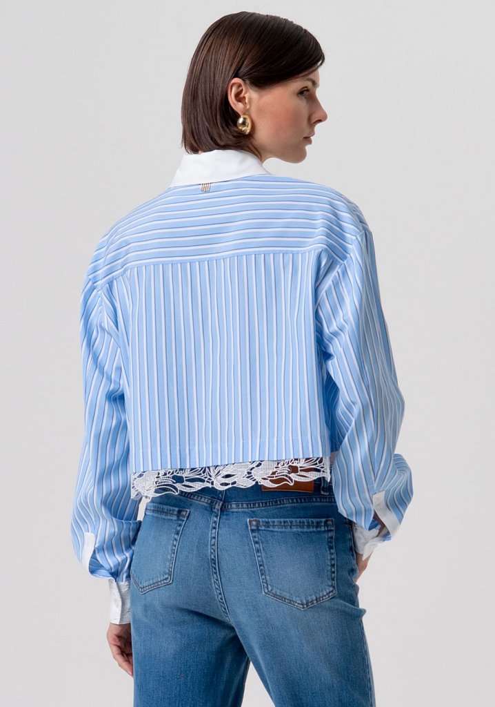 Fracomina T6007 Blue and White Stripped Shirt