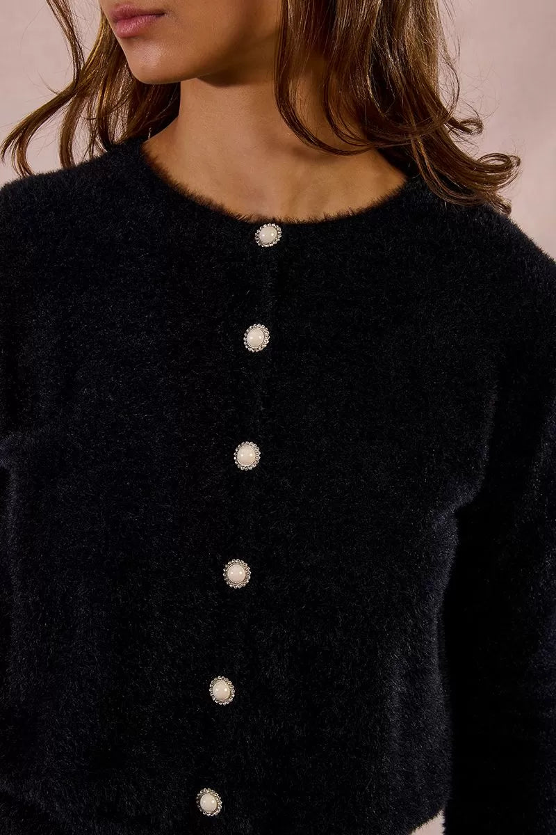 Molly Bracken LA1825DN Fluffy Pearl Detail Cardigan