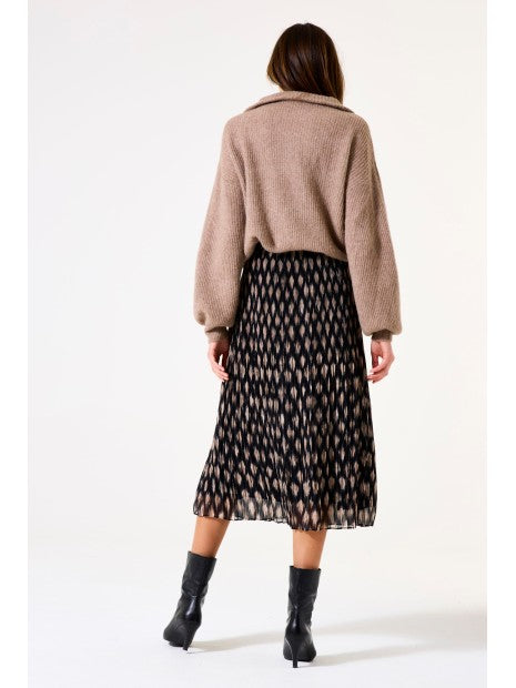 Garcia 46179 Taupe Tie Collar Knit