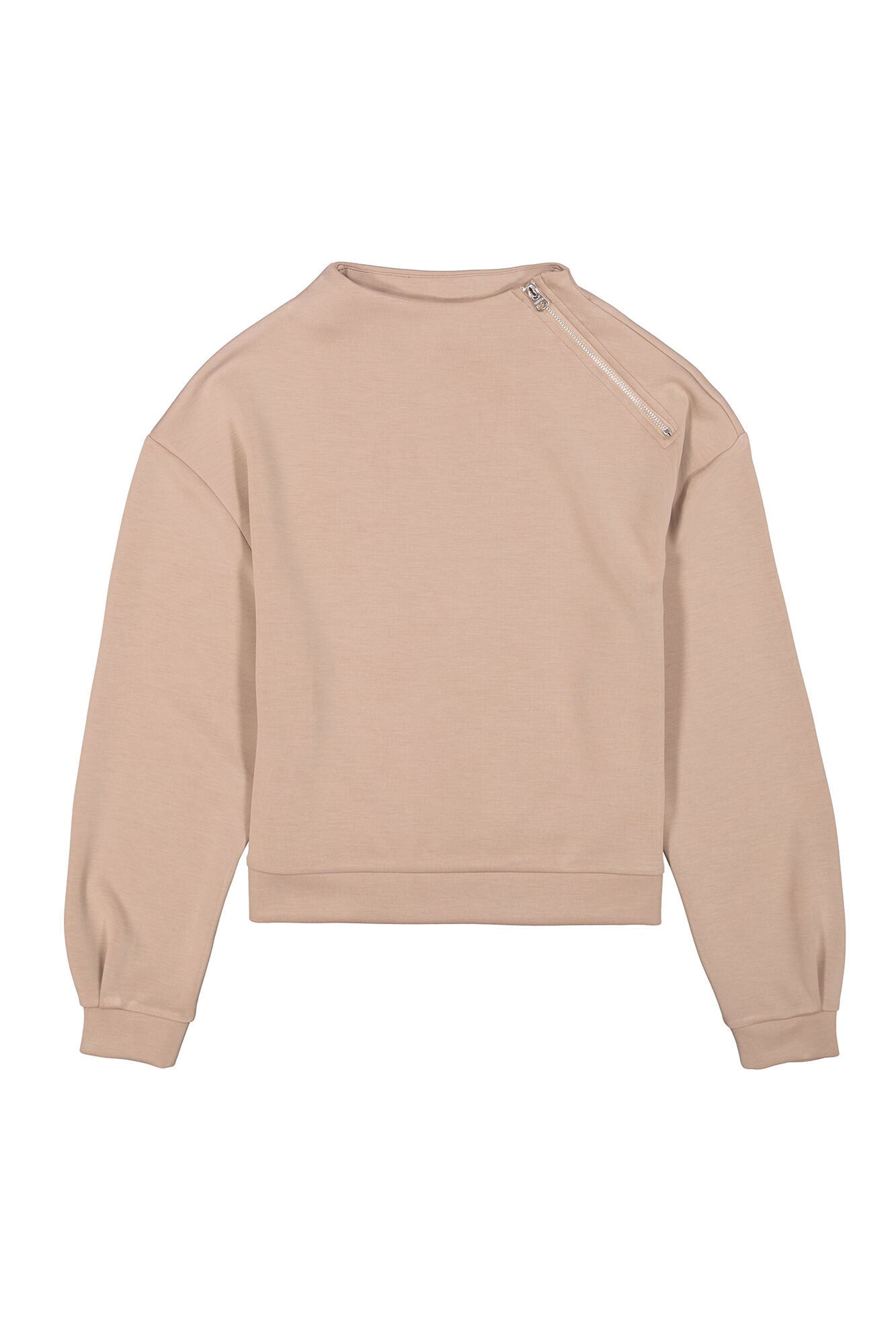 Garcia Taupe Jumper with Shoulder Zip