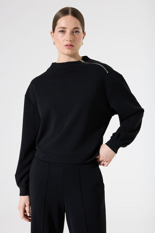 Garcia Black Jumper With Shoulder Zip