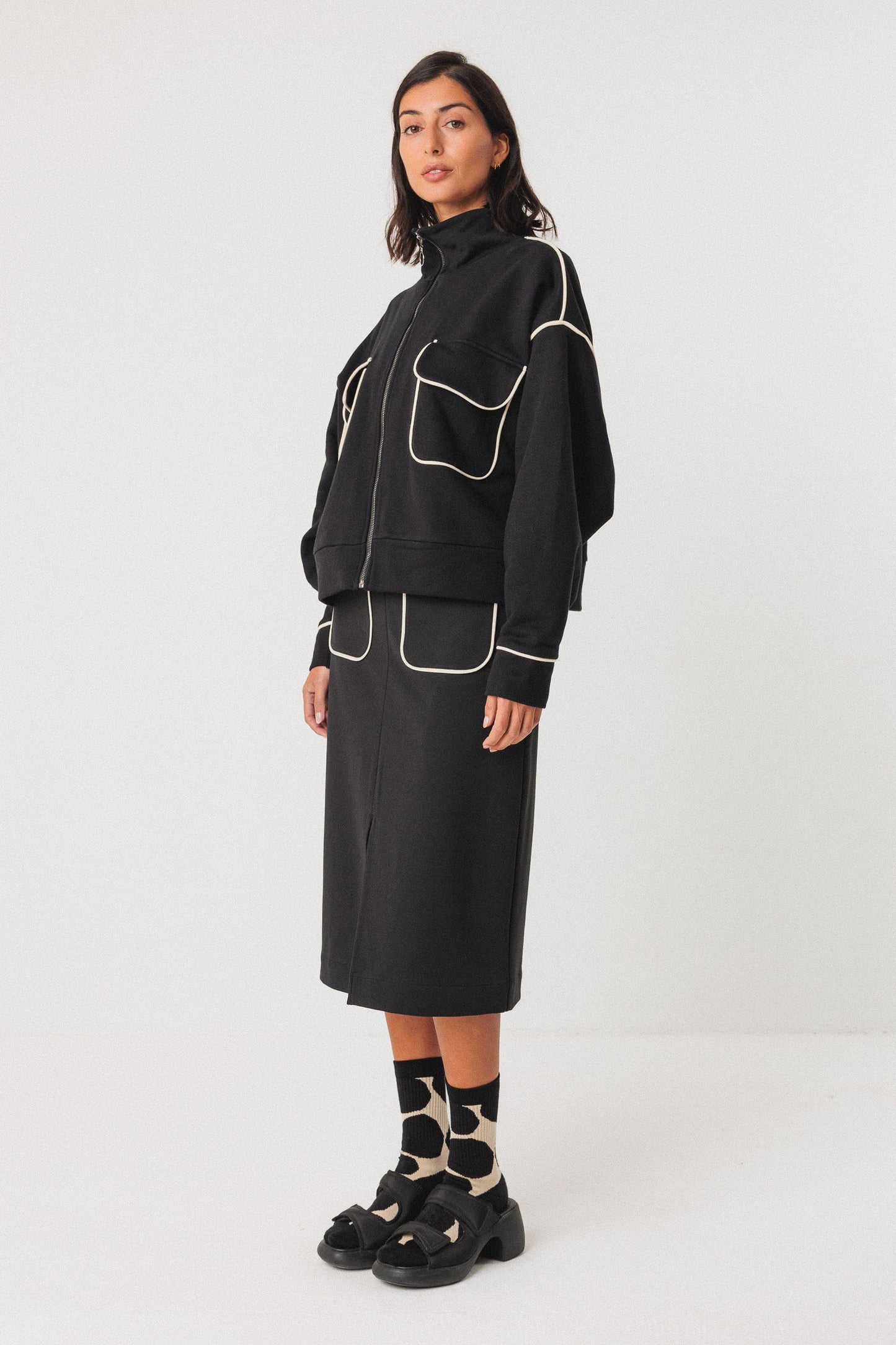 SKFK Ianire Black & Cream Sweatshirt