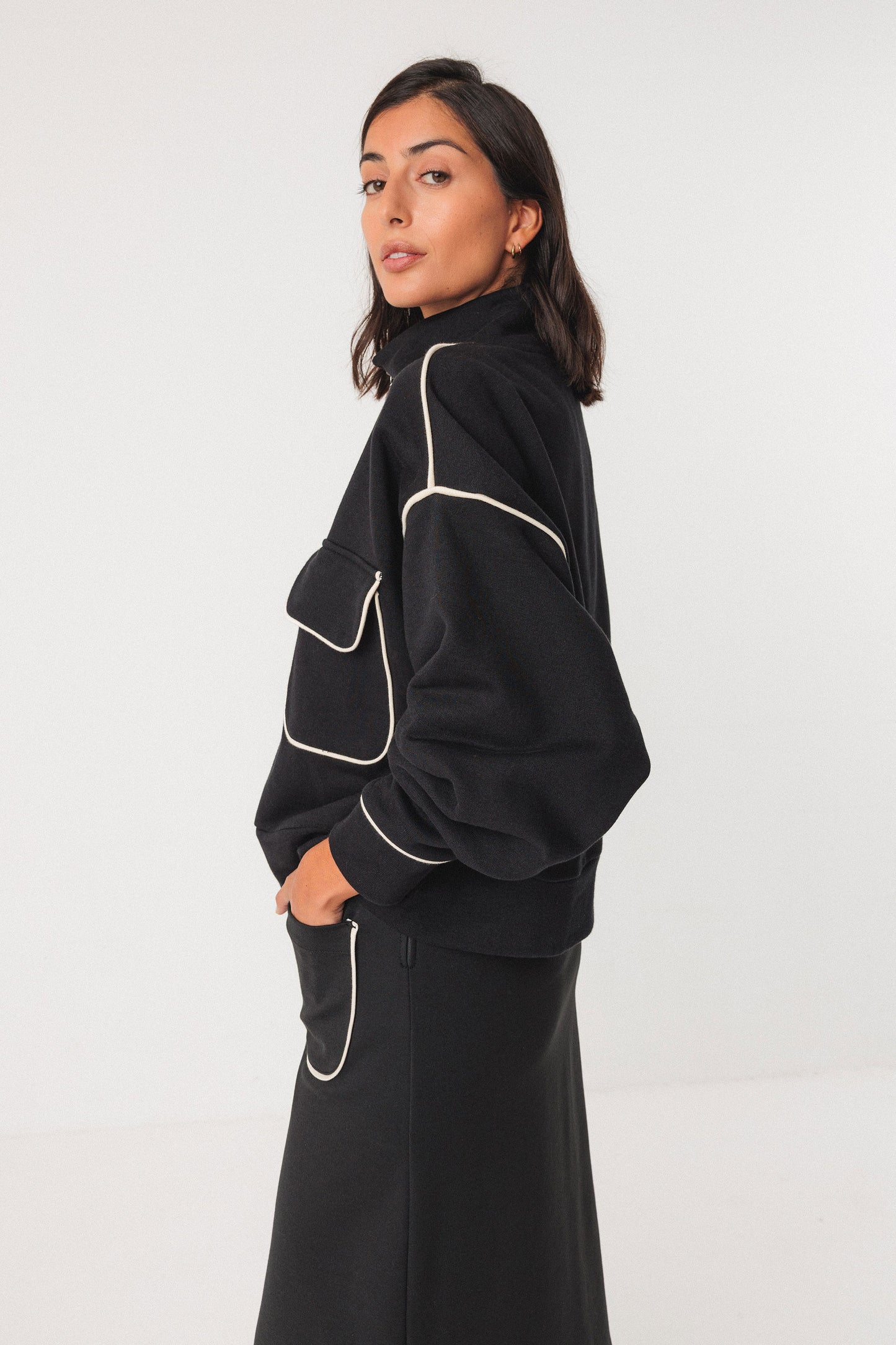 SKFK Ianire Black & Cream Sweatshirt