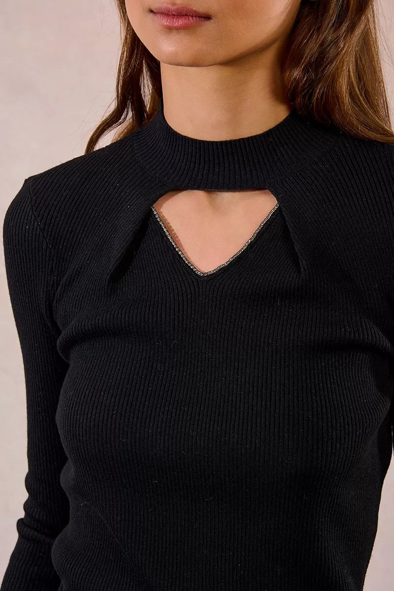 Molly Bracken EF1611DH Black Cut Out Sweater
