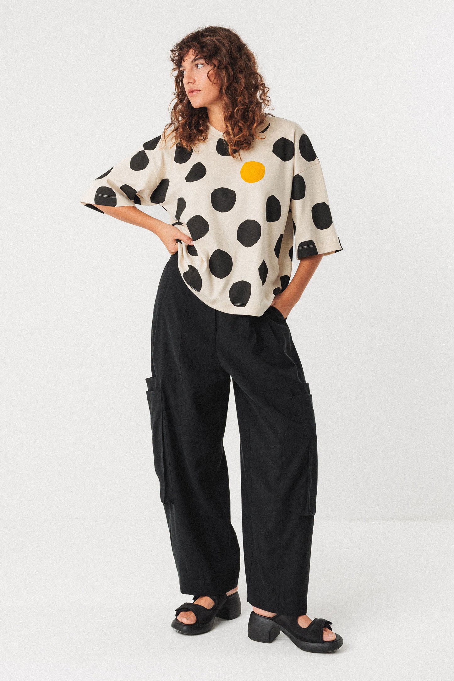 SKFK Lariz Cream & Black Polka Top