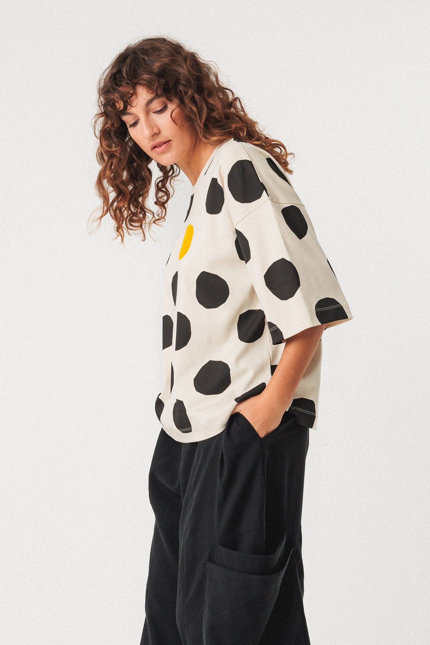 SKFK Lariz Cream & Black Polka Top