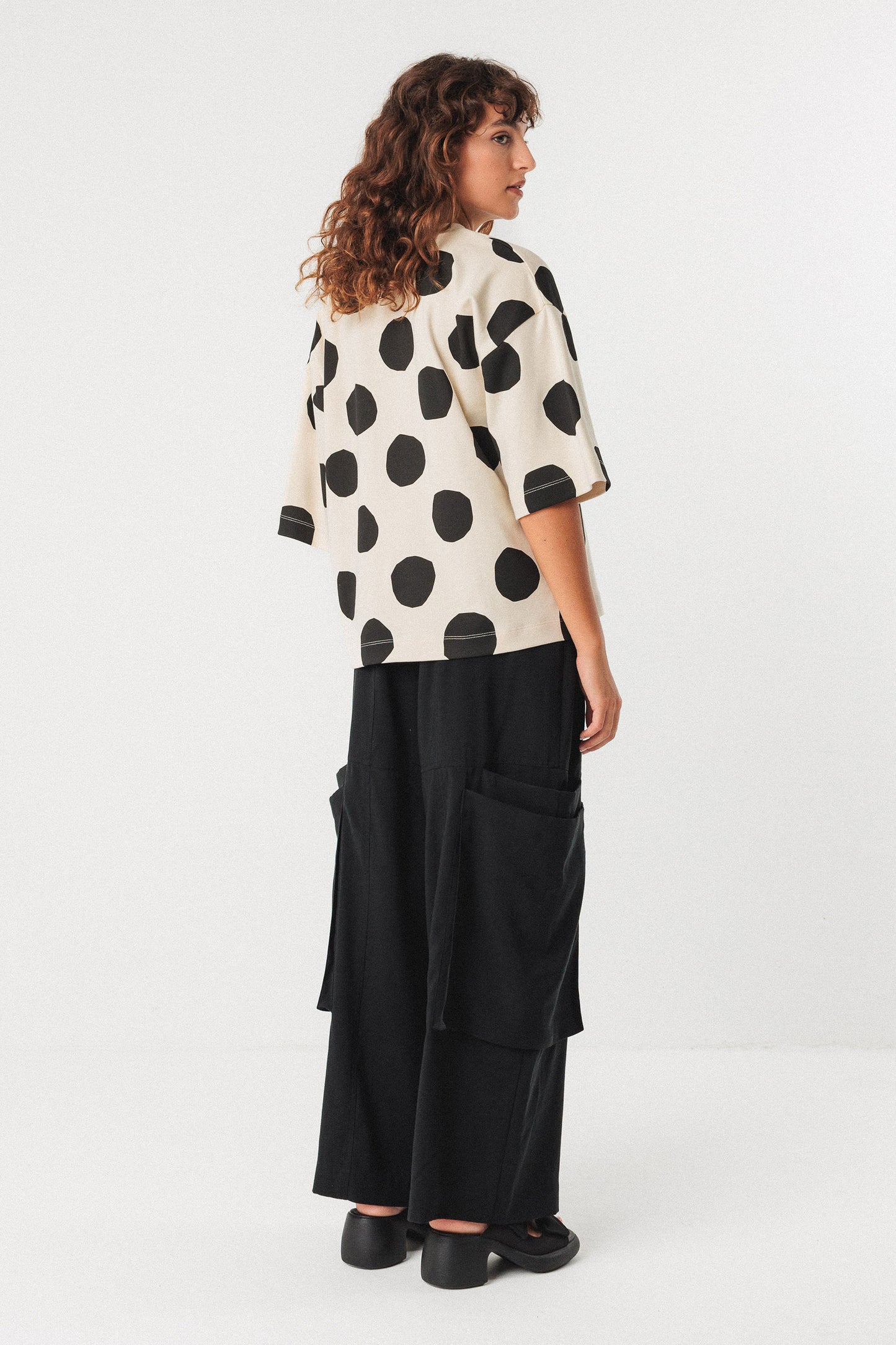 SKFK Lariz Cream & Black Polka Top